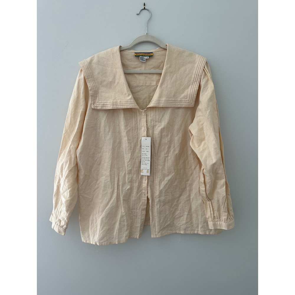 Bryn Connelly Ecru Ramie Cotton Sailor Collar Blouse Scandie Style NWT Size 40